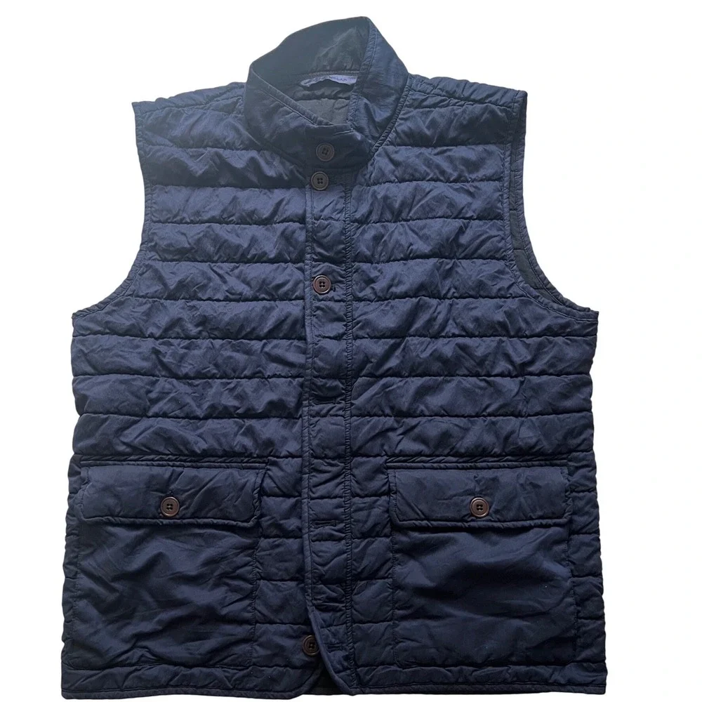 Peter Millar Quilted Vest Mens L Navy Excellence Quilted Button Zip Front